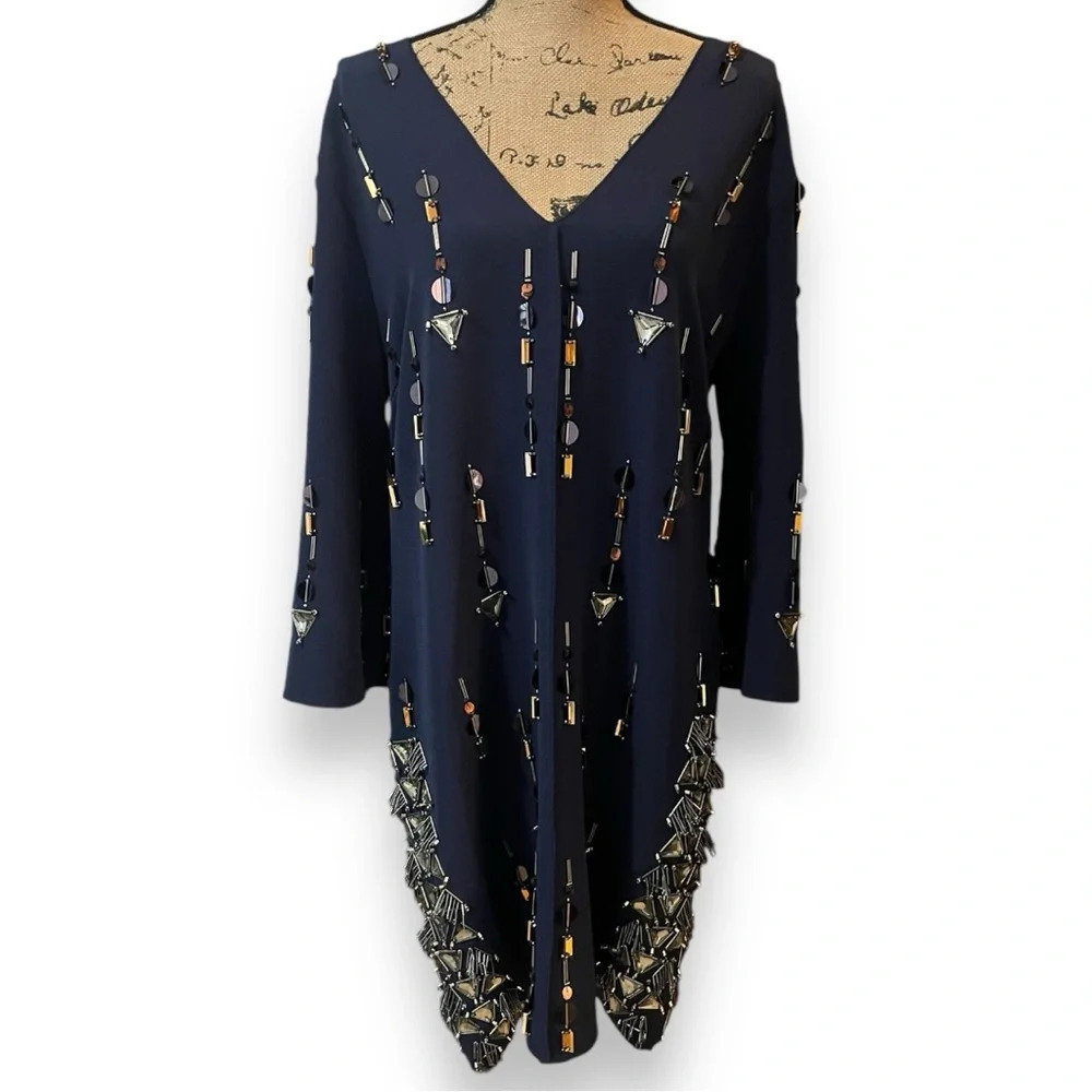 BY MALENE BIRGER Women's Navy Blue Long Sleeve Mini Dress XXL‎ | NWT